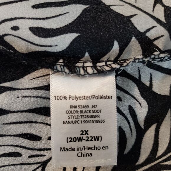 Terra & Sky Ruffle Tank Top Shirt Womens Plus Size 2X Sleeveless Flowy V Neck - Picture 10 of 12